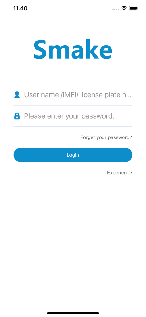 Anmeldeoberfläche für die S-Make Fahrzeugverfolgungsanwendung