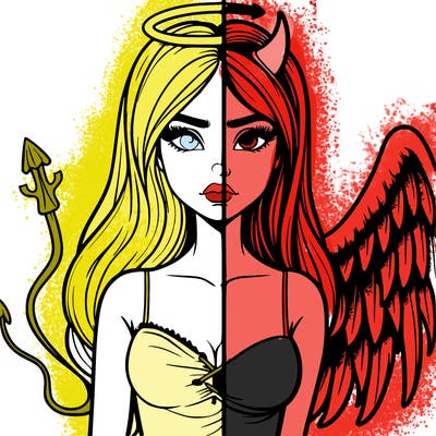 devil vs angel realistic girl