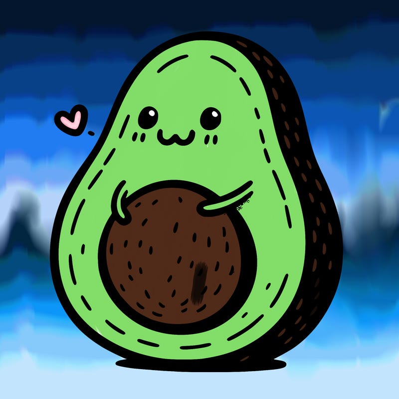 an avocado hugging an avocado