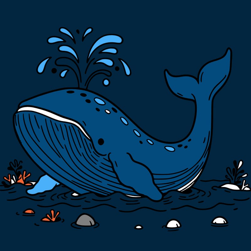 whale in its habitat throwing water with details