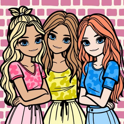 three girls together realistic