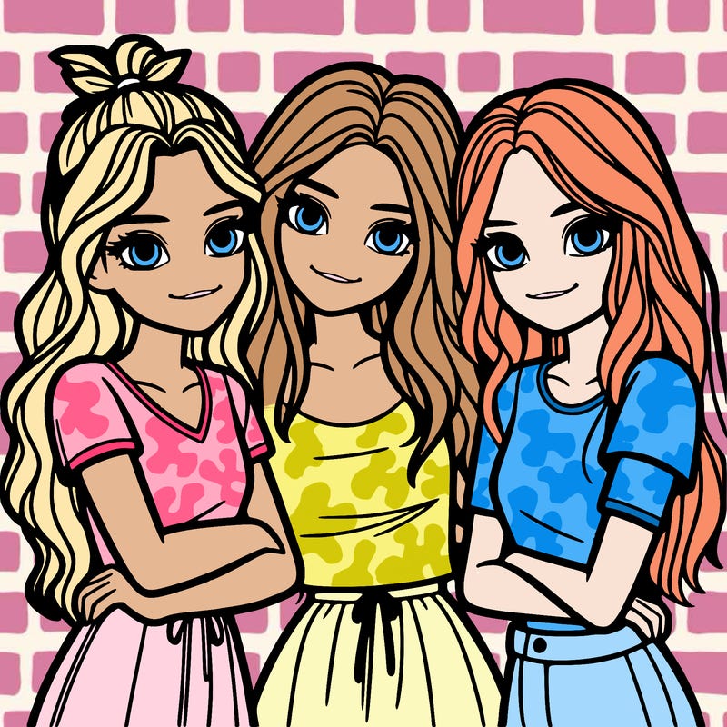 three girls together realistic