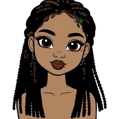 a realistic black girl with braids