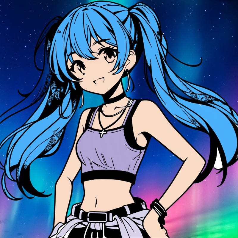 anime girl wearing crop top