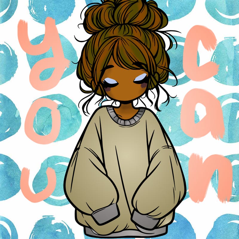 girl with baggy sweatshirt and messy bun