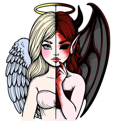 realistic angel half demon