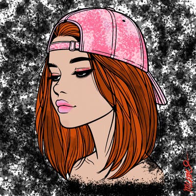 realistic  girl with a backwards hat