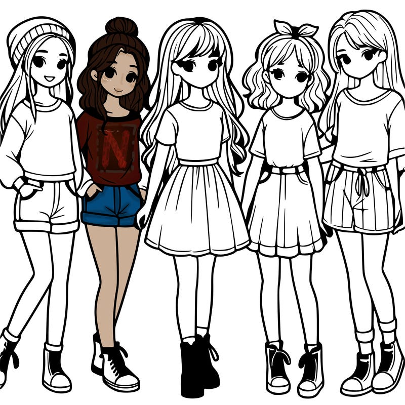 a group of five girls