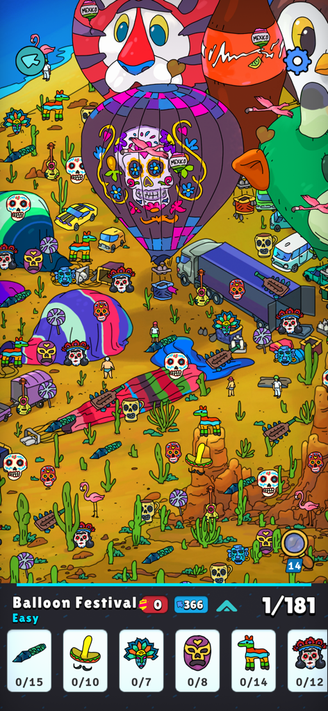 Hidden Objects - Adventure - Gameplay screenshot of the Balloon Festival level in Hidden Objects Adventure
