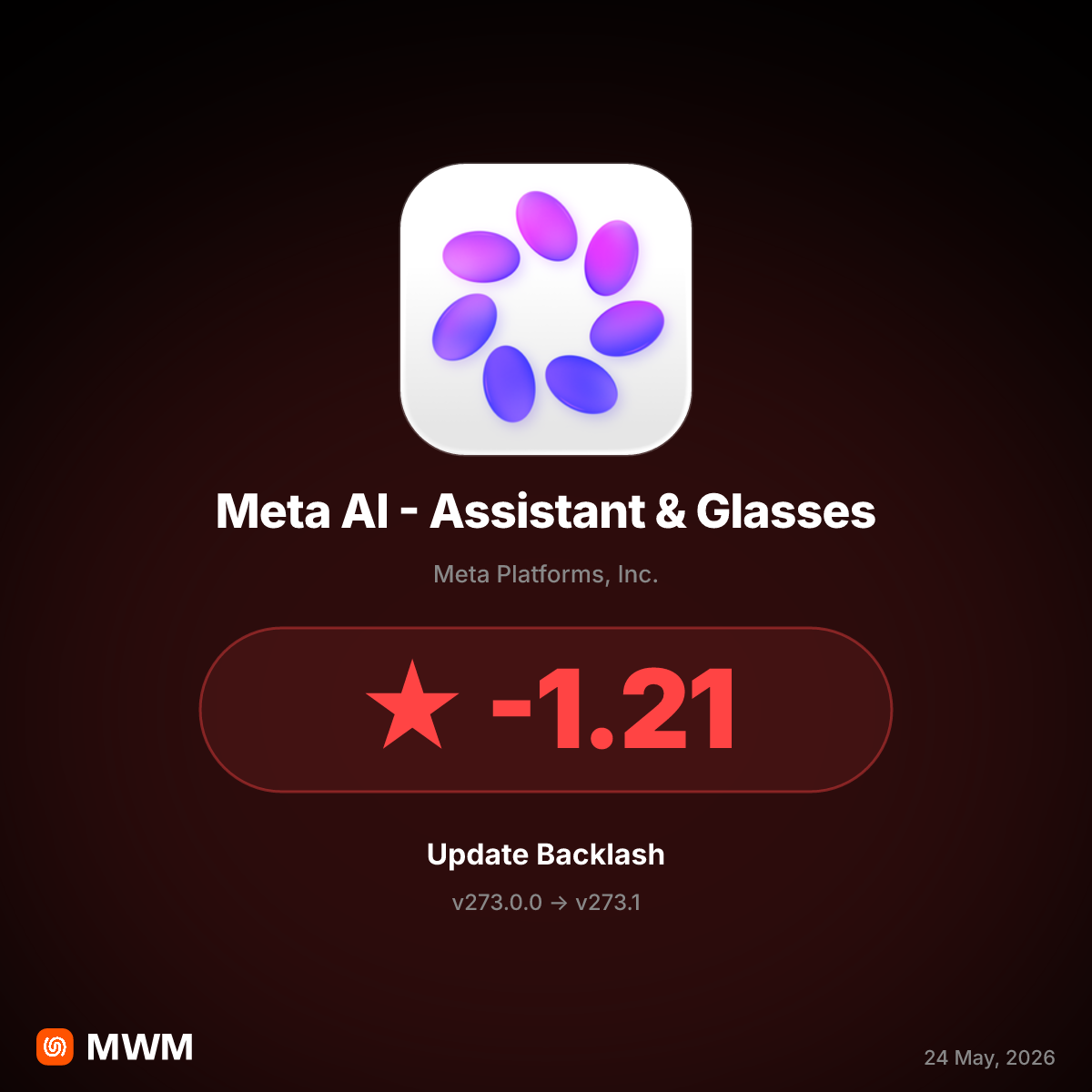 Meta AI - Assistant & Glasses v273.1 Breaks iPhone 16 Compatibility in May 2026