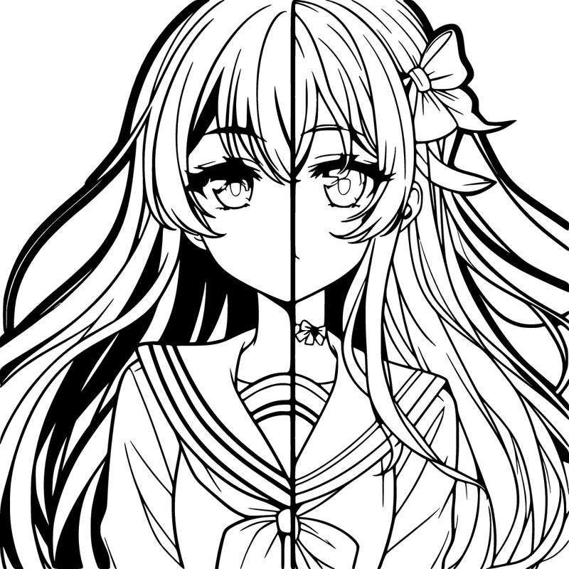 split art of anime girl