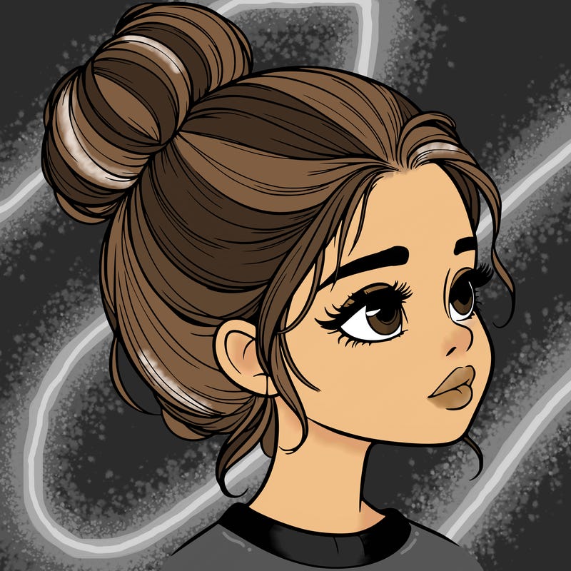 realistic girl with bun