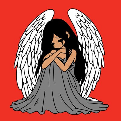 ethereal girl in grief, lonely and heartbroken