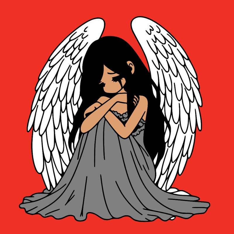 ethereal girl in grief, lonely and heartbroken