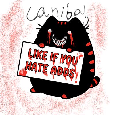 a kawii pusheen cat holding a sign that says like if you hate adds