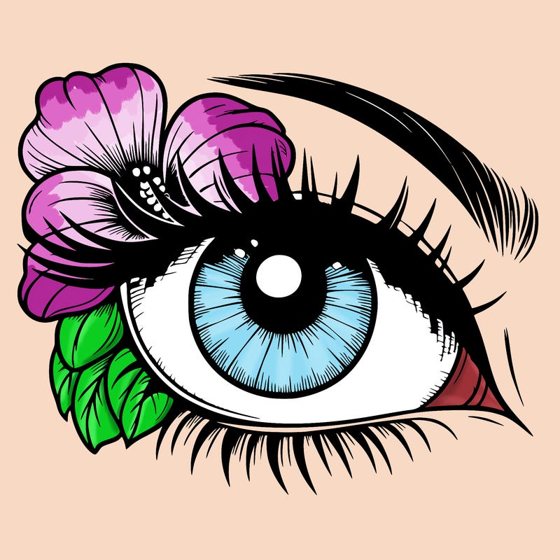 realistic eye with flower