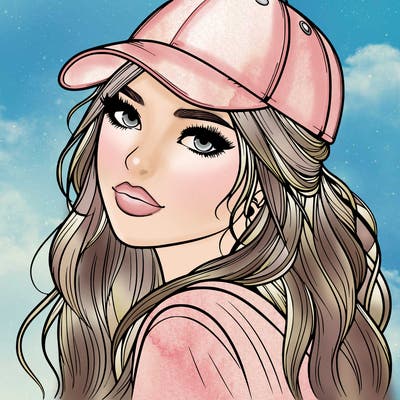 realistic beautiful girl with backward cap