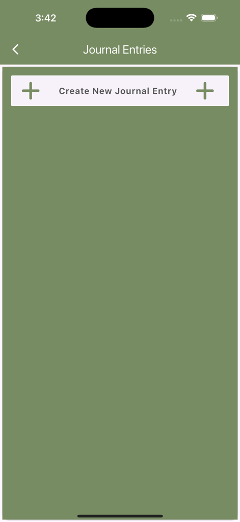 Journal Entries screen in the Infantry Platoon app showing a button to create a new entry.