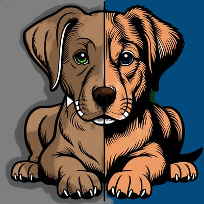 realistic dog split picture
