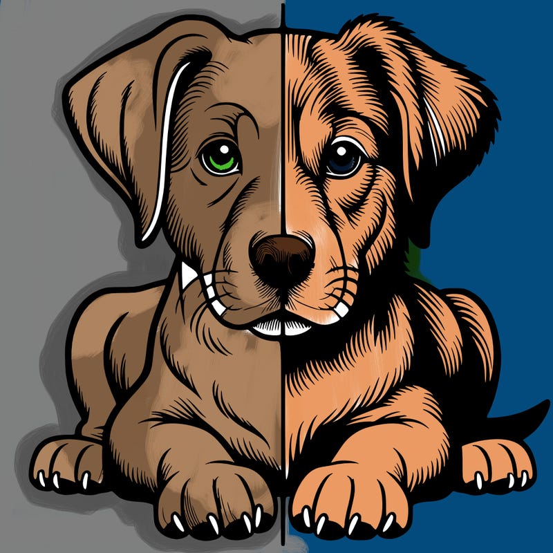 realistic dog split picture