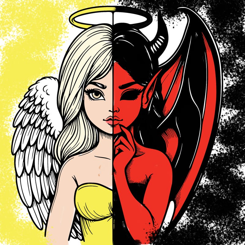 realistic angel half demon