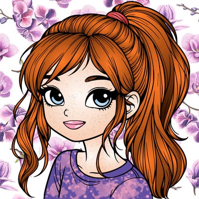 realistic girl with ponytail