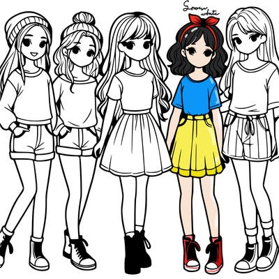 a group of five girls