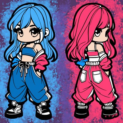 girl in crop top and baggy pants