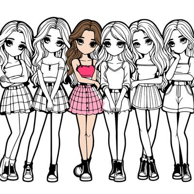 a group of girls realistic