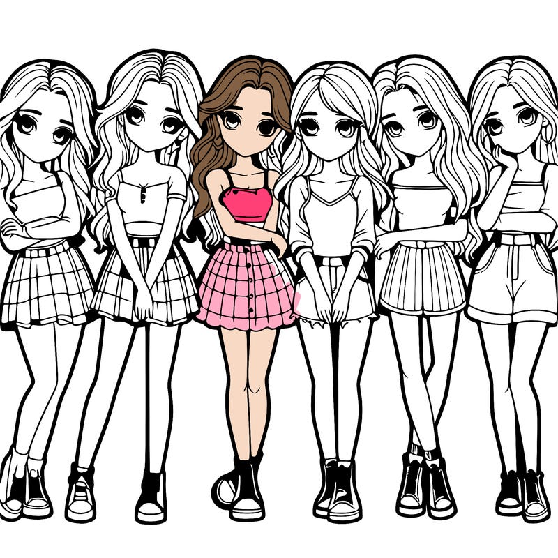 a group of girls realistic