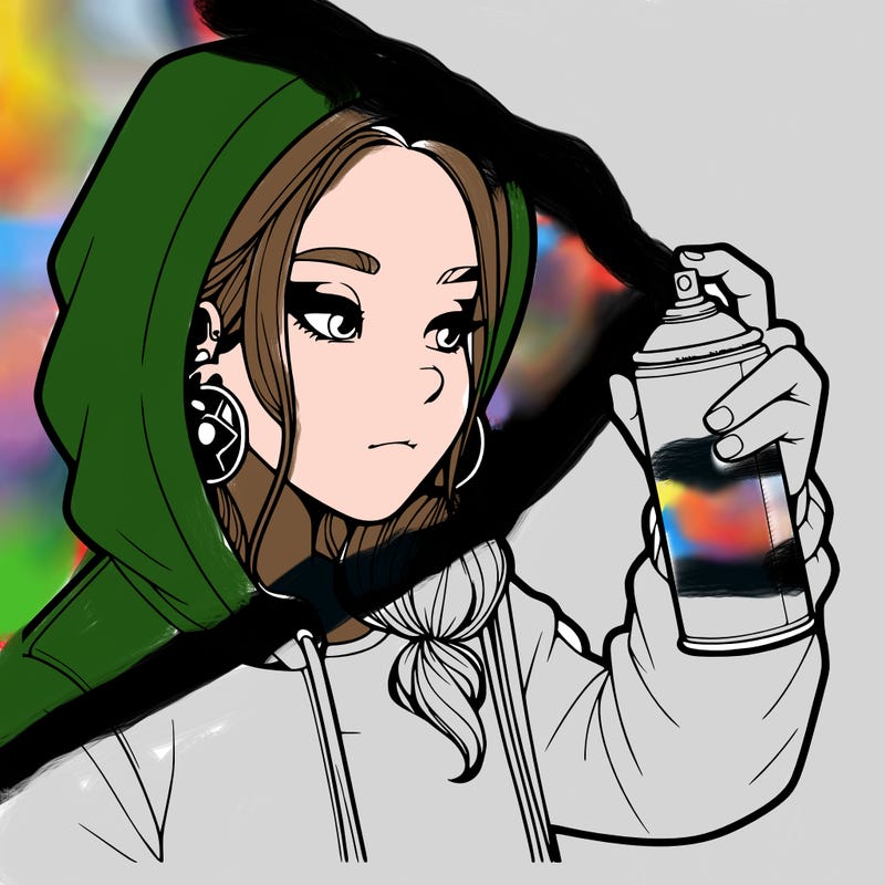 a realistic girl, spray painting
