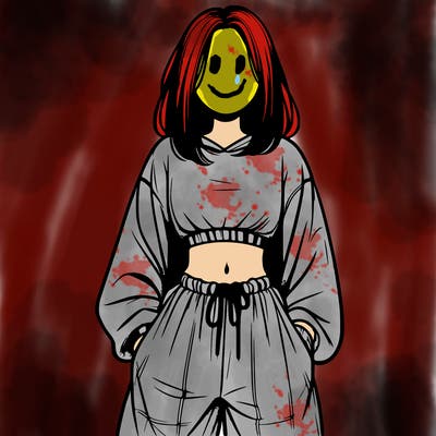 realistic girl faceless with baggy pants and a crop top