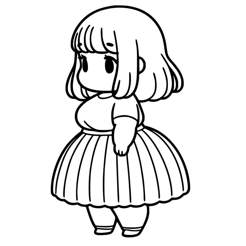 chubby girl wearing skirt