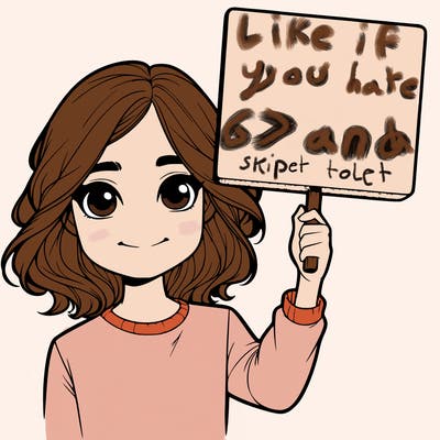 realistic girl holding up a sign