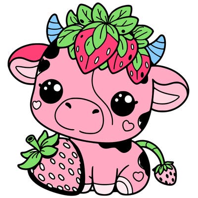cute strawberry cow