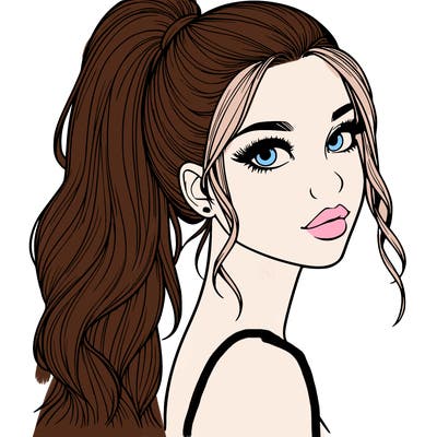 realistic pretty girl with high pony tail