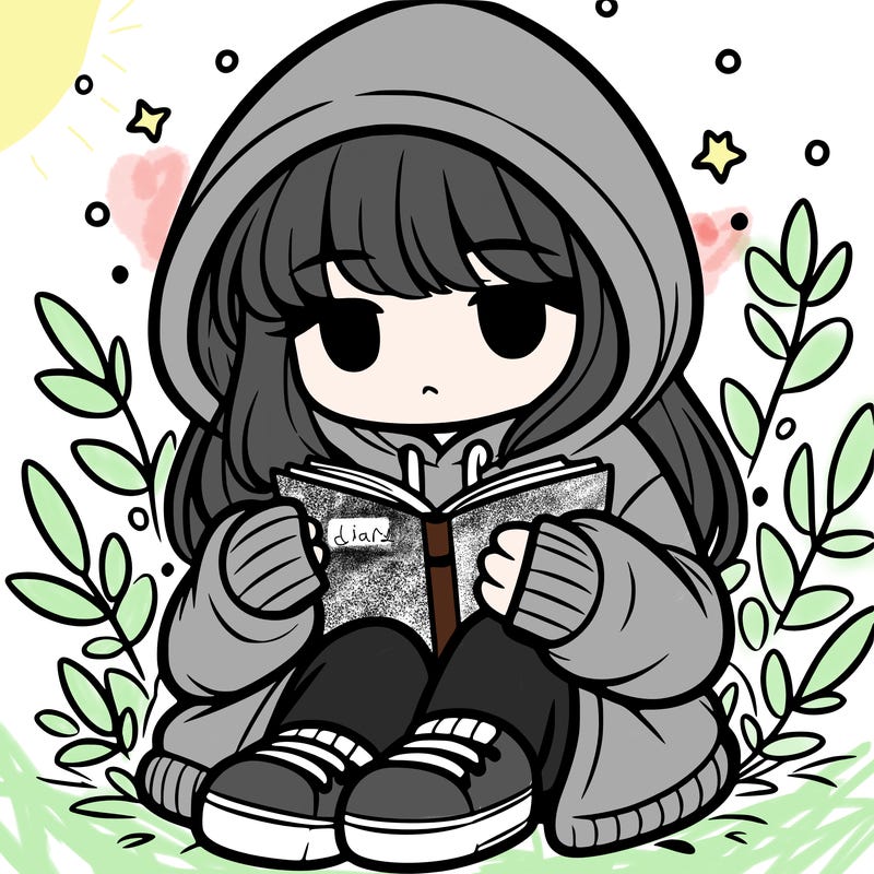 girl in oversized hoodie reading a book