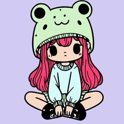 a girl wearing a frog hat and some frog socks