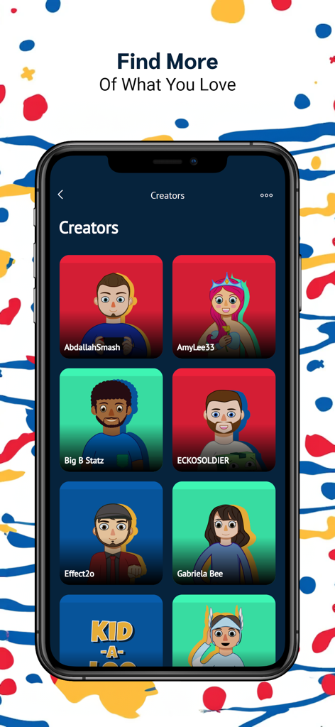 Tankee Gaming Videos & More - Pantalla de smartphone mostrando una lista de creadores de gaming en la aplicación Tankee, incluyendo a AbdallahSmash y AmyLee33