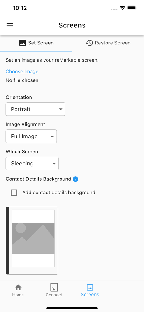 Notable Utility - Interface of the Notable Utility app showing settings to update a reMarkable tablet sleeping screen