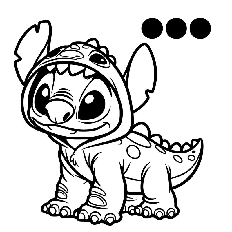 stitch in a dino costume