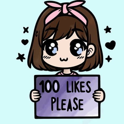 girl holding sign saying 100 likes please