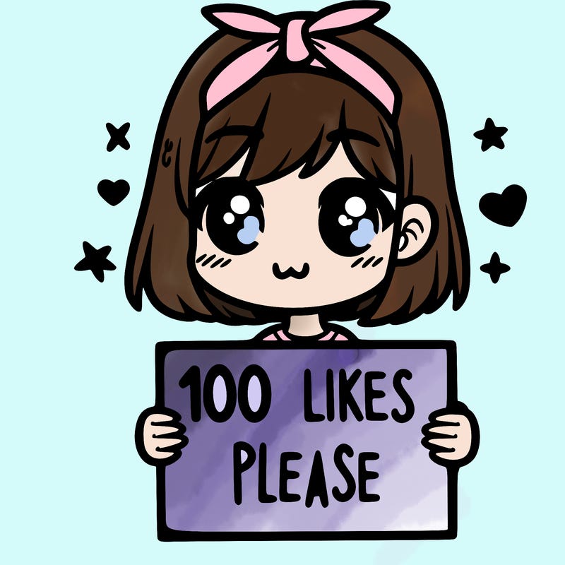 girl holding sign saying 100 likes please