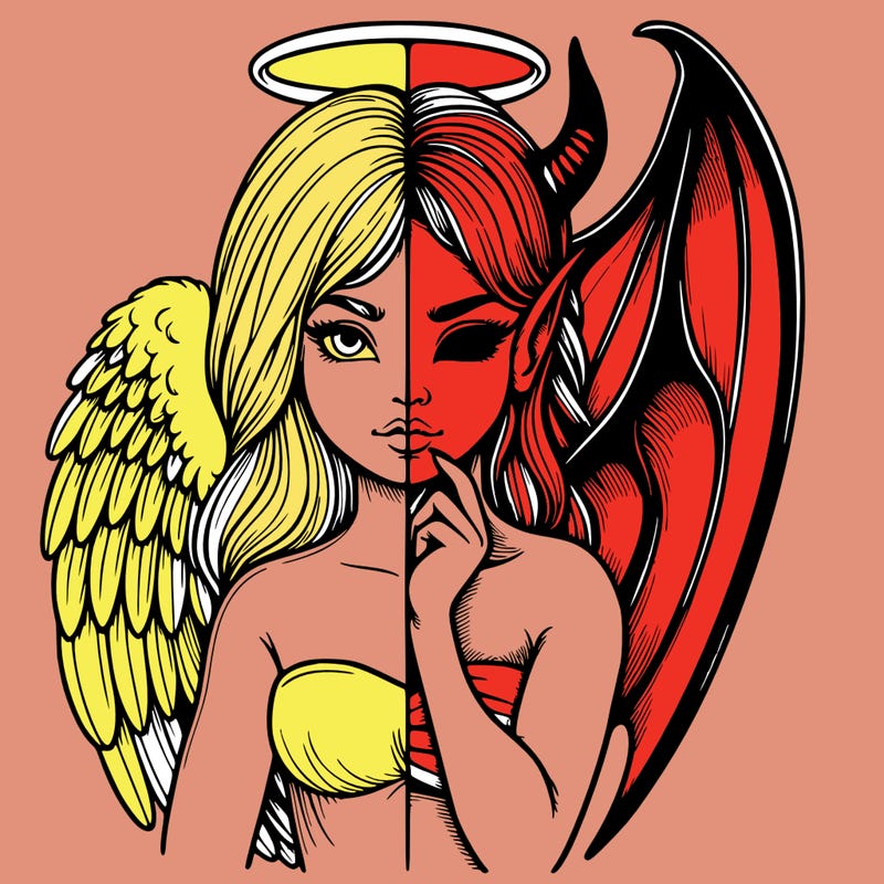 realistic angel half demon