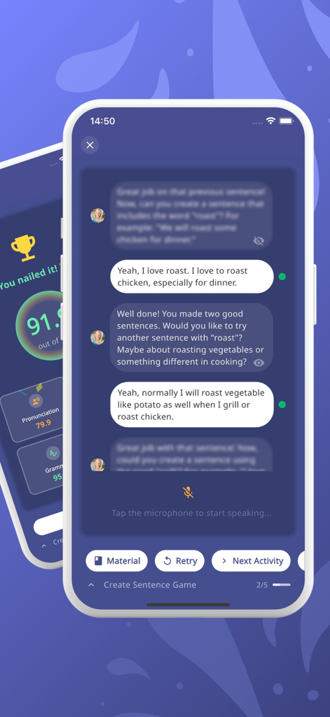 Hala: Speak English with AI - Interactive English conversation session with an AI tutor on the Hala mobile app.