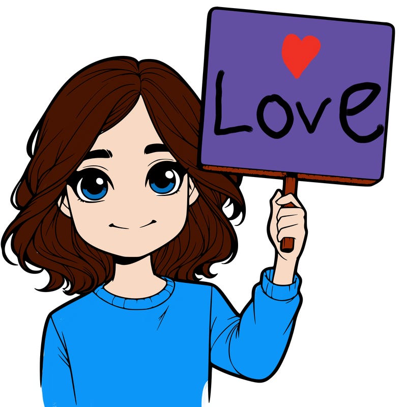 realistic girl holding up a sign