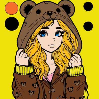 realistic girl in a animal pjs hoodie