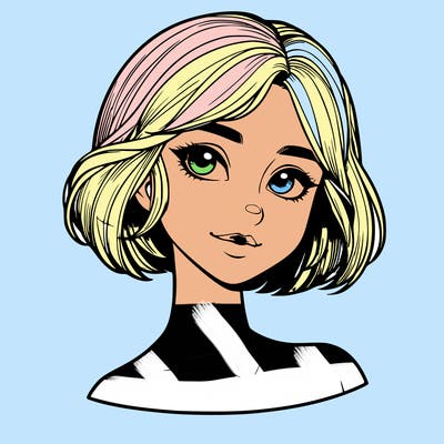 realistic girl with short hair