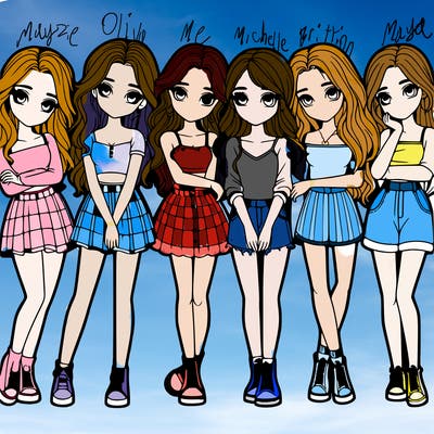 a group of girls realistic