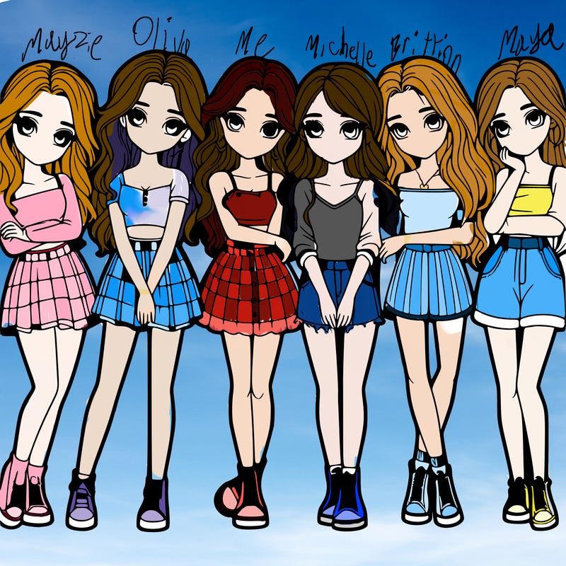 a group of girls realistic